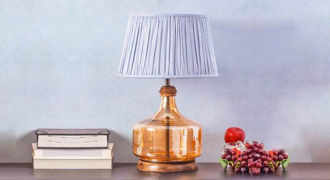 Alexandro Table Lamp (Amber, White Shade Colour, Cotton Shade Material) by Urban Ladder - Design 1 Semi Side View - 302679