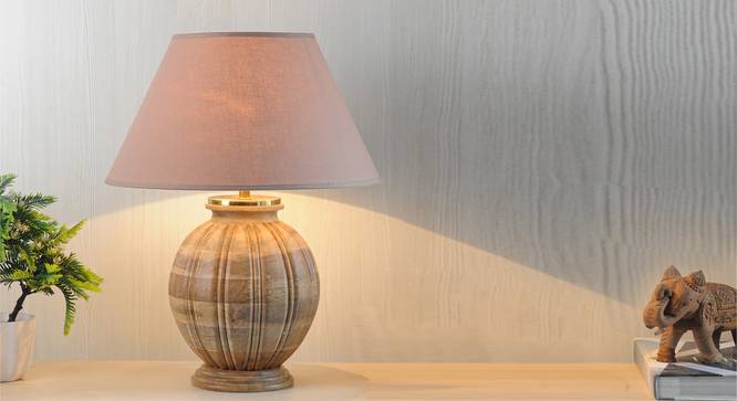 Astros Table Lamp (Natural, Cotton Shade Material, Beige Shade Colour) by Urban Ladder - Design 1 Half View - 302741