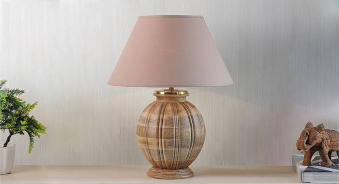 Astros Table Lamp (Natural, Cotton Shade Material, Beige Shade Colour) by Urban Ladder - Design 1 Semi Side View - 302742