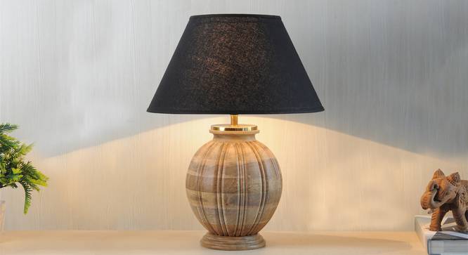 Astros Table Lamp (Natural, Black Shade Colour, Cotton Shade Material) by Urban Ladder - Design 1 Half View - 302747