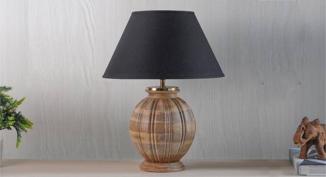Astros Table Lamp (Natural, Black Shade Colour, Cotton Shade Material) by Urban Ladder - Design 1 Semi Side View - 302748