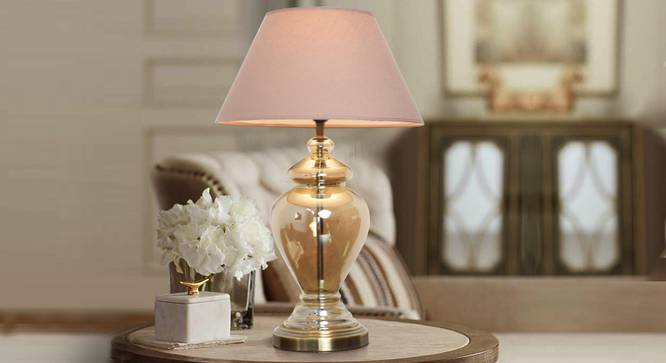 Berna Table Lamp (Cotton Shade Material, Beige Shade Colour, Champagne) by Urban Ladder - Design 1 Half View - 302806