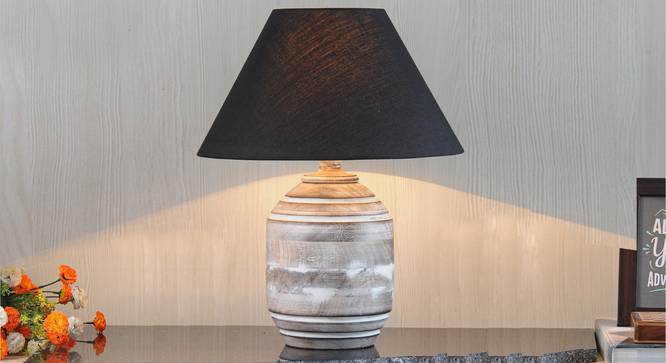 Bradbury Table Lamp (Black Shade Colour, Cotton Shade Material, White - Distressed Finish) by Urban Ladder - Design 1 Half View - 302816