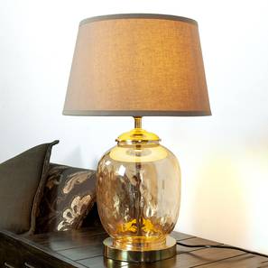 Antique Lamps Design Cardiff Table Lamp (Amber, Cotton Shade Material, Beige Shade Colour)