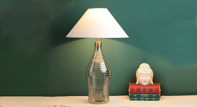 Whirlpool Table Lamp (Grey, White Shade Colour, Cotton Shade Material) by Urban Ladder - Design 1 Half View - 302955