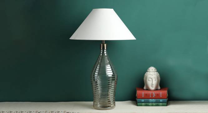 Whirlpool Table Lamp (Grey, White Shade Colour, Cotton Shade Material) by Urban Ladder - Design 1 Semi Side View - 302956