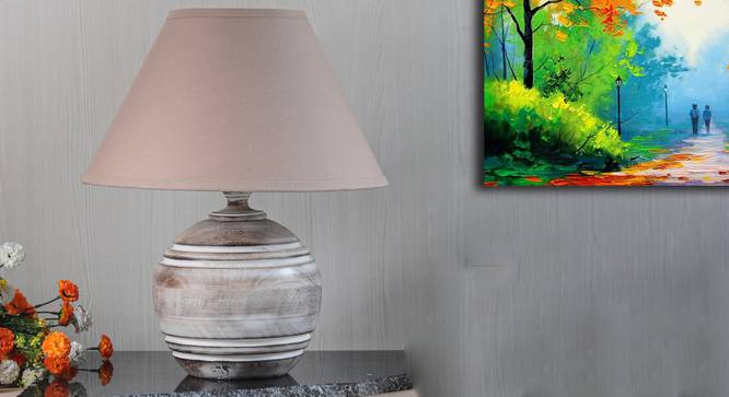 Weiler Table Lamp (Natural, Cotton Shade Material, Beige Shade Colour) by Urban Ladder - Design 1 Semi Side View - 302963