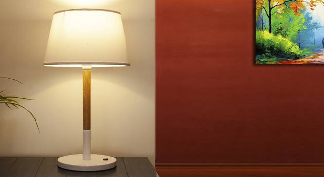 Unicorn Table Lamp (White, White Shade Colour, Cotton Shade Material) by Urban Ladder - Design 1 Half View - 302986