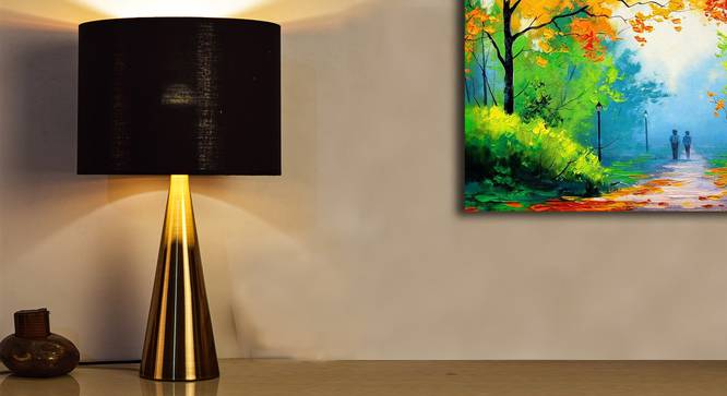 Tux Table Lamp (Black, Black Shade Colour, Silk Shade Material) by Urban Ladder - Design 1 Half View - 302998