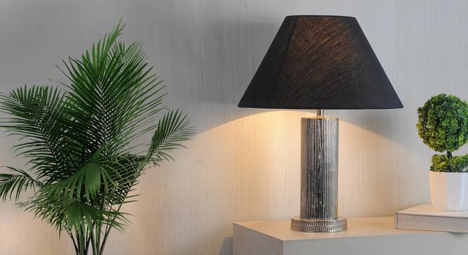 Tisdale Table Lamp (Brown, Black Shade Colour, Cotton Shade Material) by Urban Ladder - Design 1 Half View - 303010