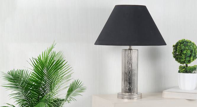Tisdale Table Lamp (Brown, Black Shade Colour, Cotton Shade Material) by Urban Ladder - Design 1 Semi Side View - 303011