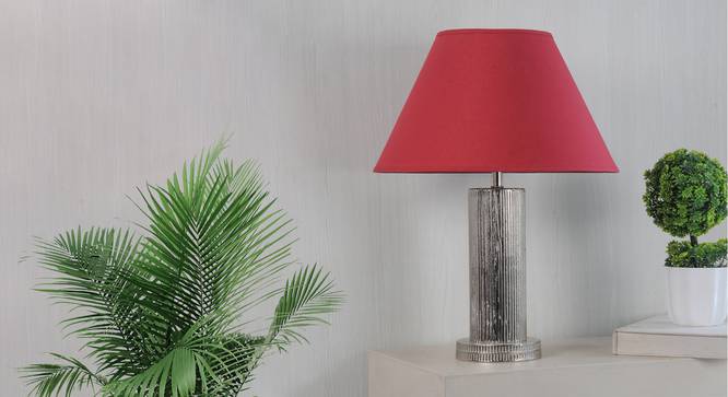 Tisdale Table Lamp (Brown, Cotton Shade Material, Maroon Shade Colour) by Urban Ladder - Design 1 Semi Side View - 303017
