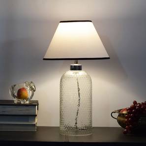 Products At 70 Off Sale Design Geetha Table Lamp (Clear Finish, White Shade Colour, Cotton Shade Material)