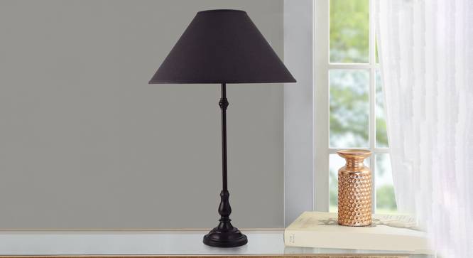 Stella Table Lamp (Black, Black Shade Colour, Cotton Shade Material) by Urban Ladder - Design 1 Semi Side View - 303061