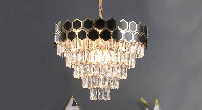 Stavith Chandelier (Black & Gold) by Urban Ladder - Design 1 Half View - 303067