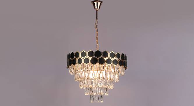 Stavith Chandelier (Black & Gold) by Urban Ladder - Design 1 Semi Side View - 303068