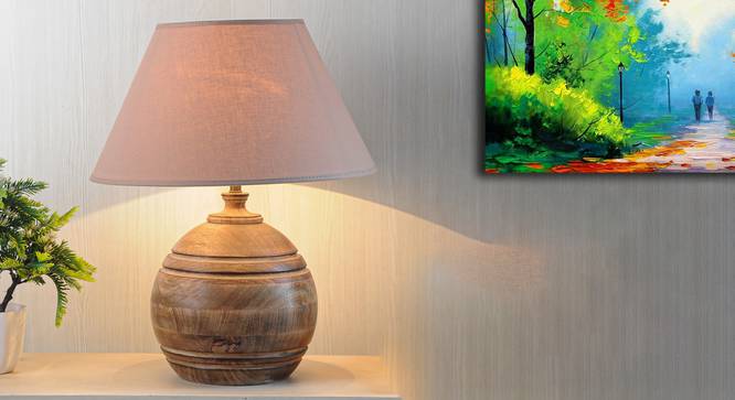 Joshaphus Table Lamp (Natural, Cotton Shade Material, Beige Shade Colour) by Urban Ladder - Design 1 Half View - 303097
