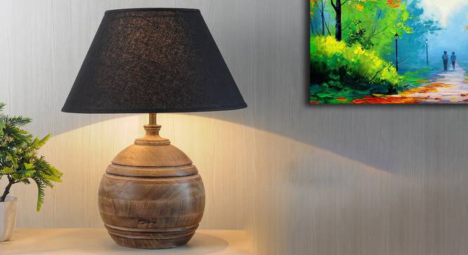 Joshaphus Table Lamp (Natural, Black Shade Colour, Cotton Shade Material) by Urban Ladder - Design 1 Half View - 303103