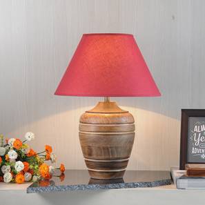 Tall End Tables Design Knepp Table Lamp (Natural, Cotton Shade Material, Maroon Shade Colour)