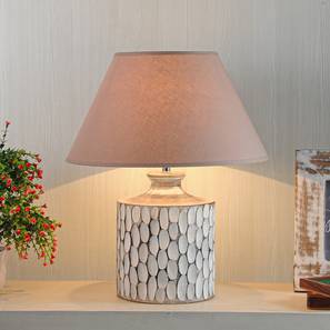 Lamps Design Garlen Table Lamp (Cotton Shade Material, White - Distressed Finish, Beige Shade Colour)