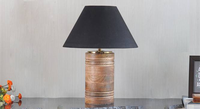 Manderley Table Lamp (Natural, Black Shade Colour, Cotton Shade Material) by Urban Ladder - Design 1 Semi Side View - 303181