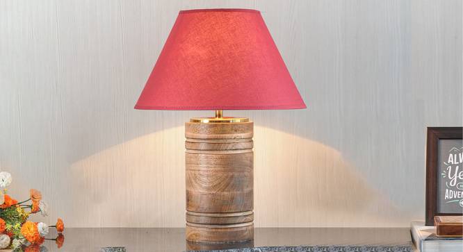 Manderley Table Lamp (Natural, Cotton Shade Material, Maroon Shade Colour) by Urban Ladder - Design 1 Half View - 303186