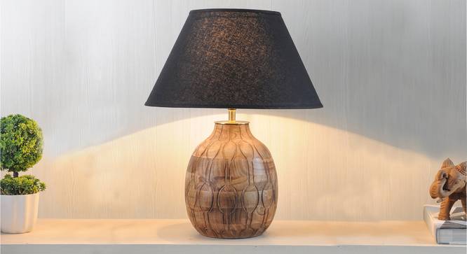 Samsula Table Lamp (Natural, Black Shade Colour, Cotton Shade Material) by Urban Ladder - Design 1 Half View - 303199