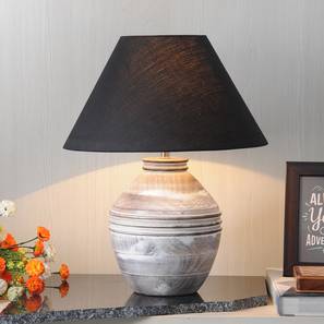 All Decor On Sale Design Harmony Table Lamp (Black Shade Colour, Cotton Shade Material, White - Distressed Finish)