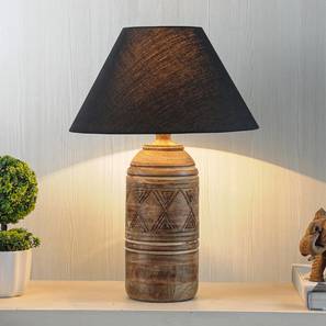 Table Lamps Design Manju Table Lamp (Natural, Black Shade Colour, Cotton Shade Material)