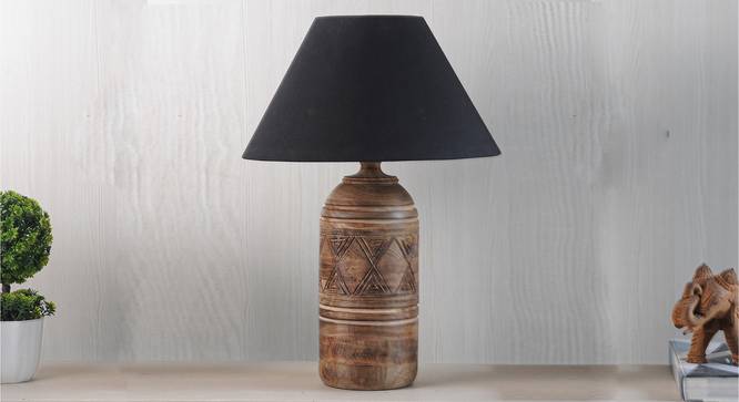 Fellida Table Lamp (Natural, Black Shade Colour, Cotton Shade Material) by Urban Ladder - Design 1 Semi Side View - 303258