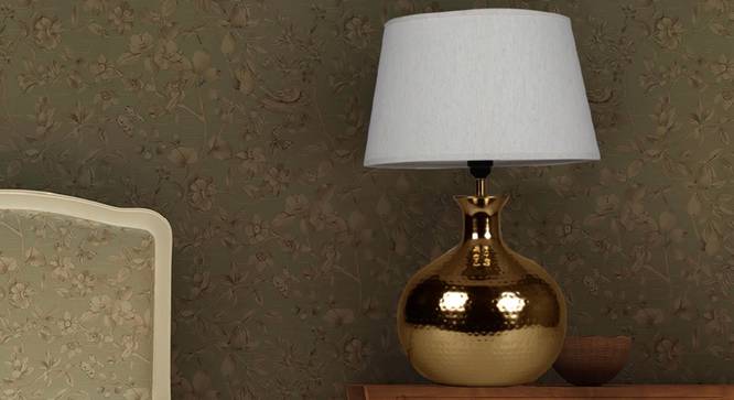 Dale Table Lamp (Brass Base Finish, Cotton Shade Material, White Shade Color) by Urban Ladder - Design 1 Half View - 303331