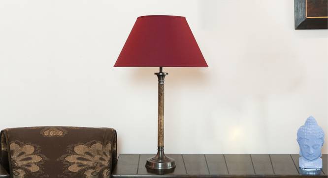 Loren Table Lamp (Brown, Cotton Shade Material, Maroon Shade Colour) by Urban Ladder - Design 1 Details - 303352