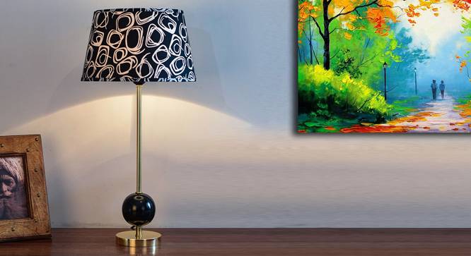 Maris Table Lamp (Brass, Black Shade Colour, Cotton Shade Material) by Urban Ladder - Design 1 Half View - 303455