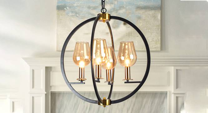 Mercana Chandelier (Black & Gold) by Urban Ladder - Design 1 Half View - 303508