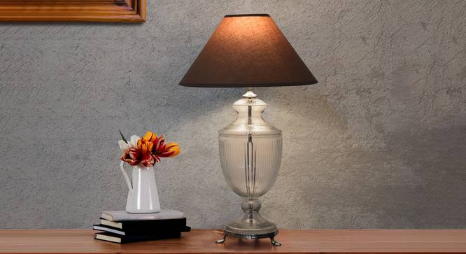 Reko Table Lamp (Clear Finish, Cotton Shade Material, Beige Shade Colour) by Urban Ladder - Design 1 Half View - 303600