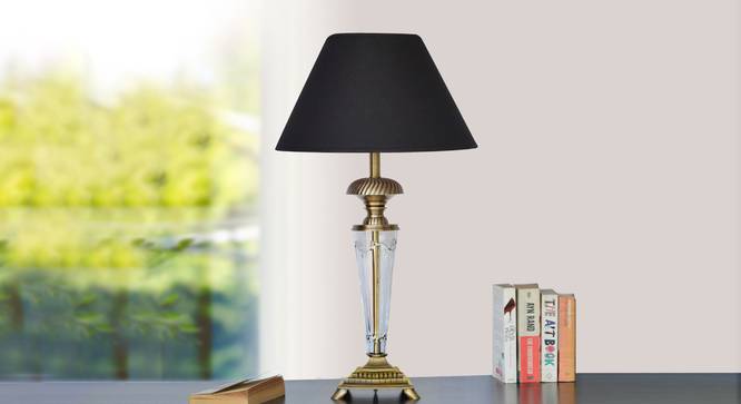 Dolton Table Lamp (Antique Brass, Black Shade Colour, Cotton Shade Material) by Urban Ladder - Design 1 Semi Side View - 303636