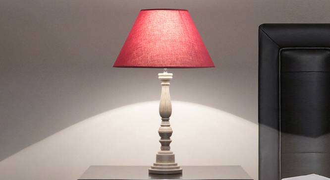 Eden Table Lamp (White, Cotton Shade Material, Maroon Shade Colour) by Urban Ladder - Design 1 Half View - 303880