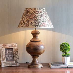 Lighting In Ghaziabad Design Elan Table Lamp (Brown, Cotton Shade Material, Canvas Print Shade Finish)
