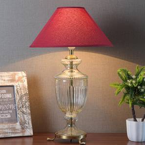 Night Lamp Design Falcon Table Lamp (Cotton Shade Material, Maroon Shade Colour, Transperant)