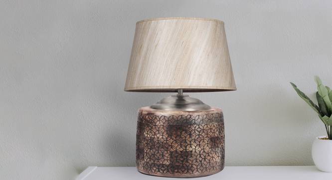 Hector Table Lamp (Brown, Cotton Shade Material) by Urban Ladder - Design 1 Half View - 303960