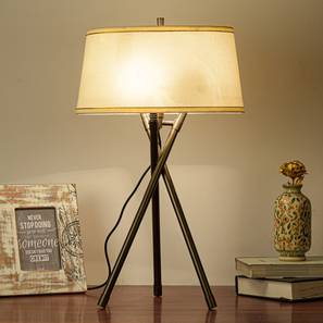 Table Lamps Design Hesser Table Tripod Lamp (White Shade Colour, Cotton Shade Material, Antique Pewter)