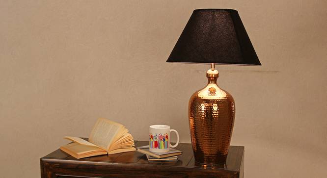 Homer Table Lamp (Copper, Black Shade Colour, Cotton Shade Material) by Urban Ladder - Design 1 Half View - 303987