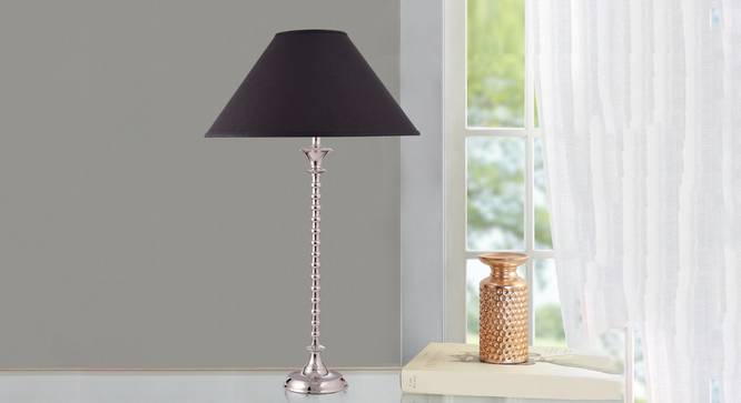 Isla Table Lamp (Black Shade Colour, Cotton Shade Material, Chrome) by Urban Ladder - Design 1 Semi Side View - 303996