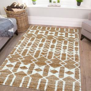 Ghar Ghar Design Natural Ivory Aztec Hand Woven Jute 4 X 2 Feet Carpet