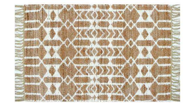 Aztec Orange Carpet (61 x 122 cm (24" x 48") Carpet Size, Natural Ivory) by Urban Ladder - Front View Design 1 - 304652