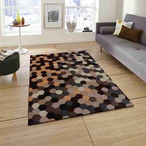 Carpet Flooring Design Brown Geometric Hand Tufted Wool 2 X 5 Feet Carpet