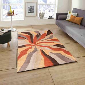 Carpet Design Design Orange Abstract Hand Tufted Wool 3 X 5 Feet Carpet