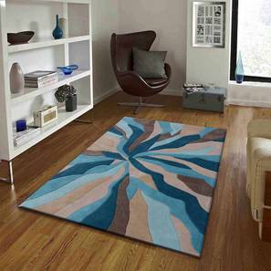 Carpet Gifting Corner Design Blue Abstract Hand Tufted Wool 2 X 5 Feet Carpet