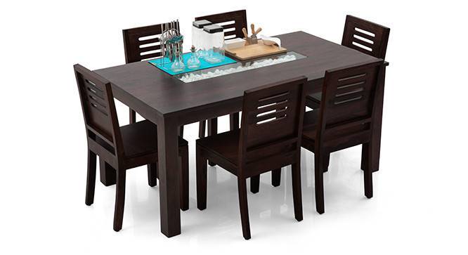 Glass top dining table sales with pebbles