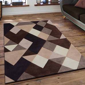 Carpets And Rugs In Kolkata Design Brown Geometric Hand Tufted Wool 2 X 5 Feet Carpet